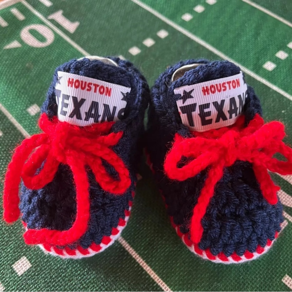 Houston Texans Baby Booties with Red Accents